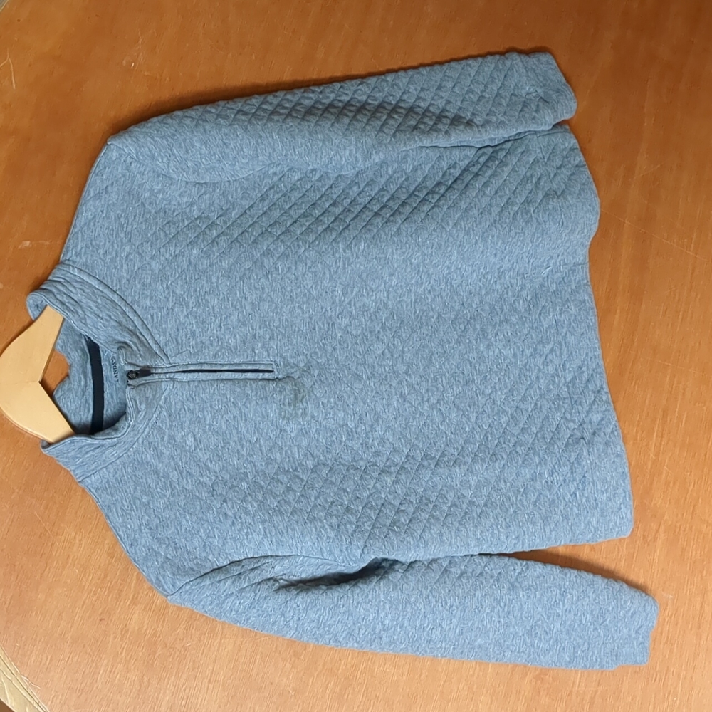 Lands' End Womens quarter zip Quilted sweatshirt grey large